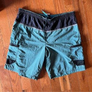 Vintage 90s Speedo Men’s Nylon Board shorts Lined Swim Trunks Green Size XL